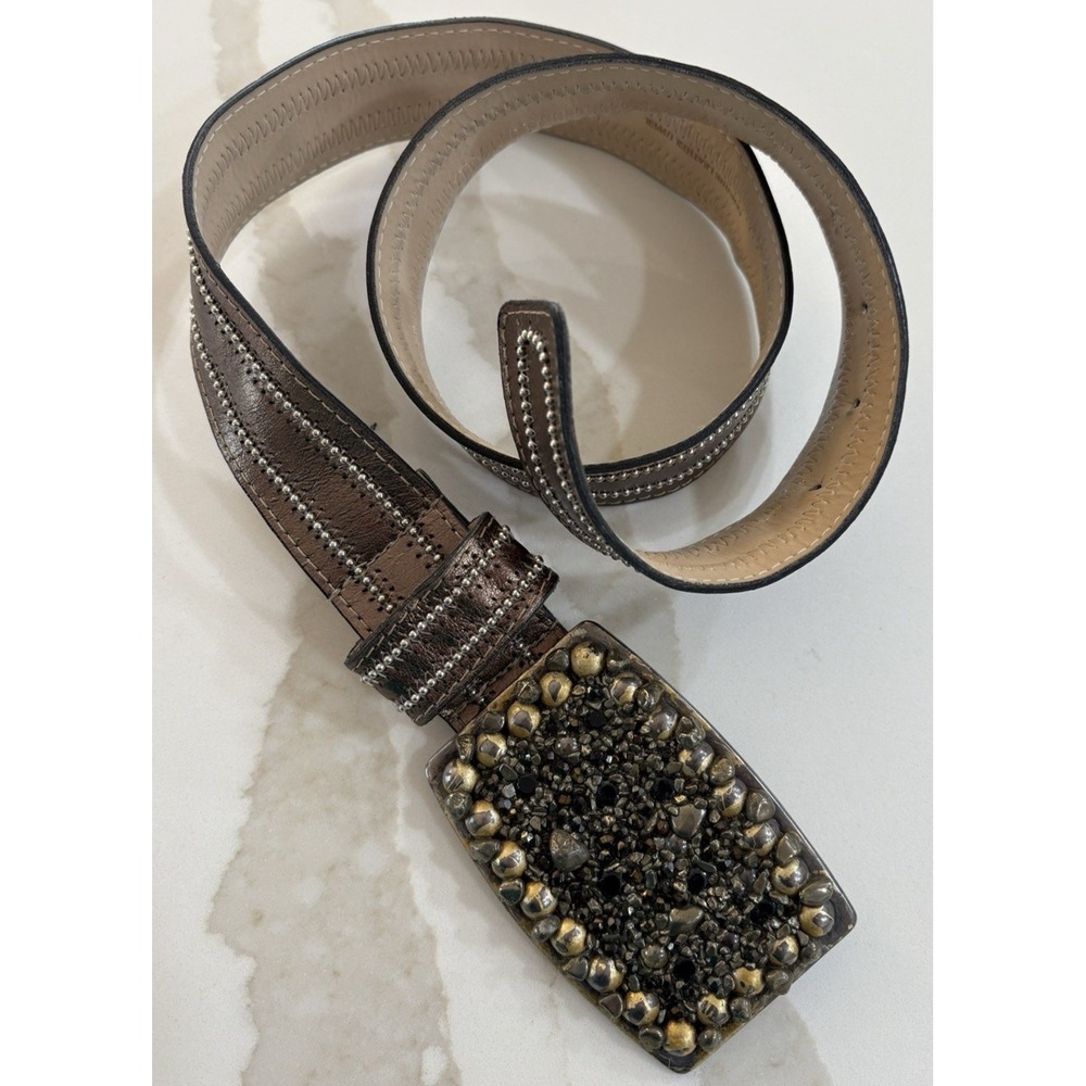 Boston Proper Embellished Gold Metallic Leather Belt‎ Western Rodeo Boho Cowgirl